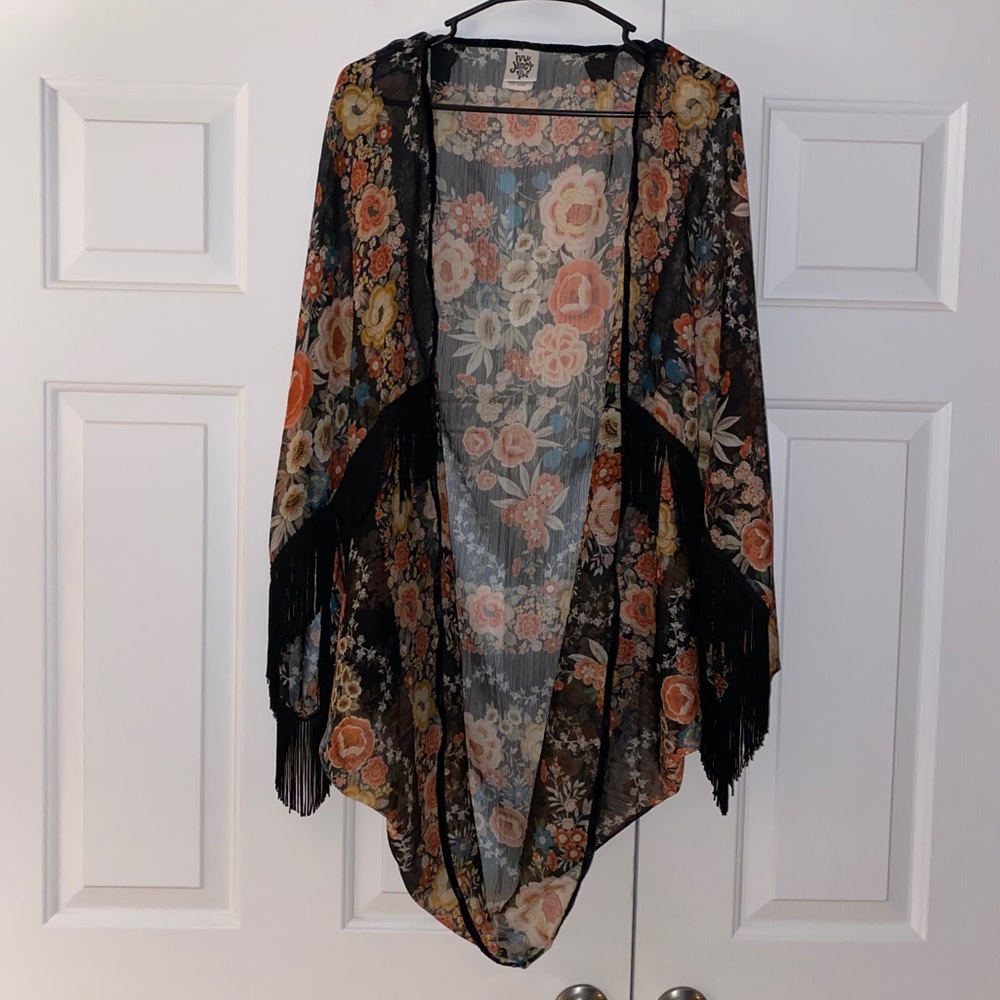 Ivy Jane Floral Kimono with Fringe Detail